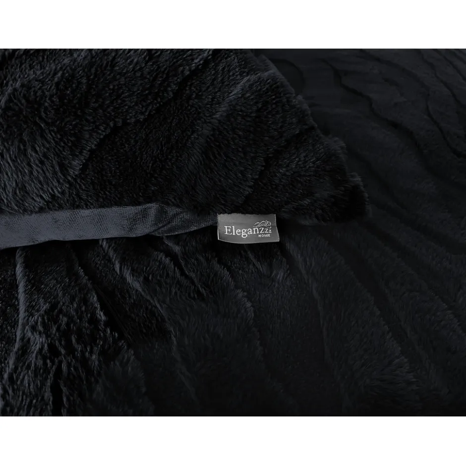 Eleganzzz Dekbedovertrek Jacquard Rabbit Fur - black 140x200/220cm| Outlet
