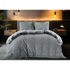 Eleganzzz Dekbedovertrek Teddy Rib Fleece - dark grey 140x200/220cm< Slapen