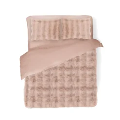 Eleganzzz Dekbedovertrek Bubble Pom Pom Rabbit Fur - pink 200x200/220cm| Best