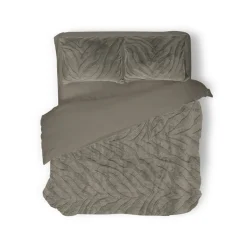 Eleganzzz Dekbedovertrek Jacquard Rabbit Fur - taupe grey 200x200/220cm| Discount