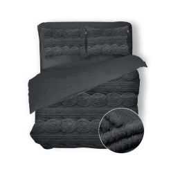 Eleganzzz Dekbedovertrek Jacquard Teddy Pluche - dark grey 200x200/220cm| Discount