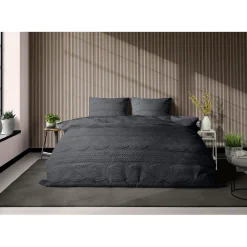 Eleganzzz Dekbedovertrek Jacquard Teddy Pluche - dark grey 200x200/220cm| Discount