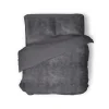 Eleganzzz Dekbedovertrek Flanel Fleece - dark grey 200x200/220cm< Slapen