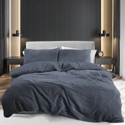 Eleganzzz Dekbedovertrek Teddy Pluche - anthracite 240x200/220cm< Slapen