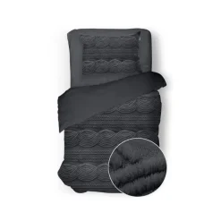 Eleganzzz Dekbedovertrek Jacquard Teddy Pluche - dark grey 140x200/220cm< Slapen