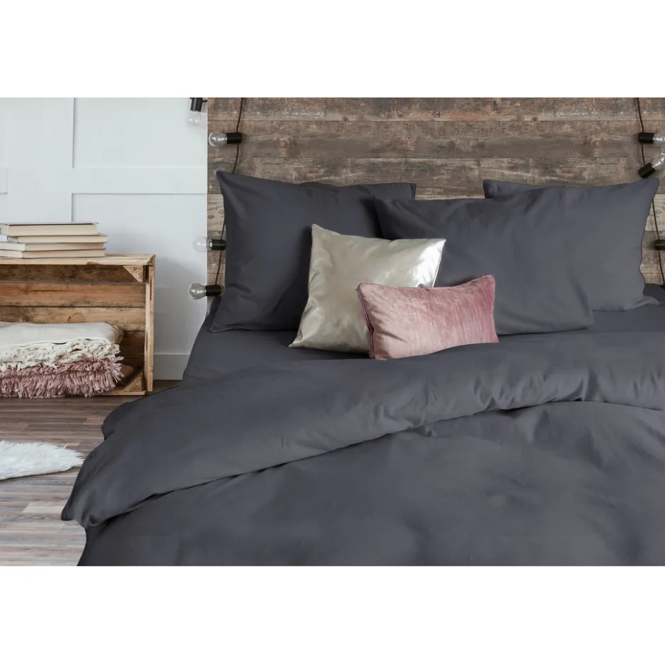 Eleganzzz Dekbedovertrek Flanel Uni - antraciet 200x200/220cm| New