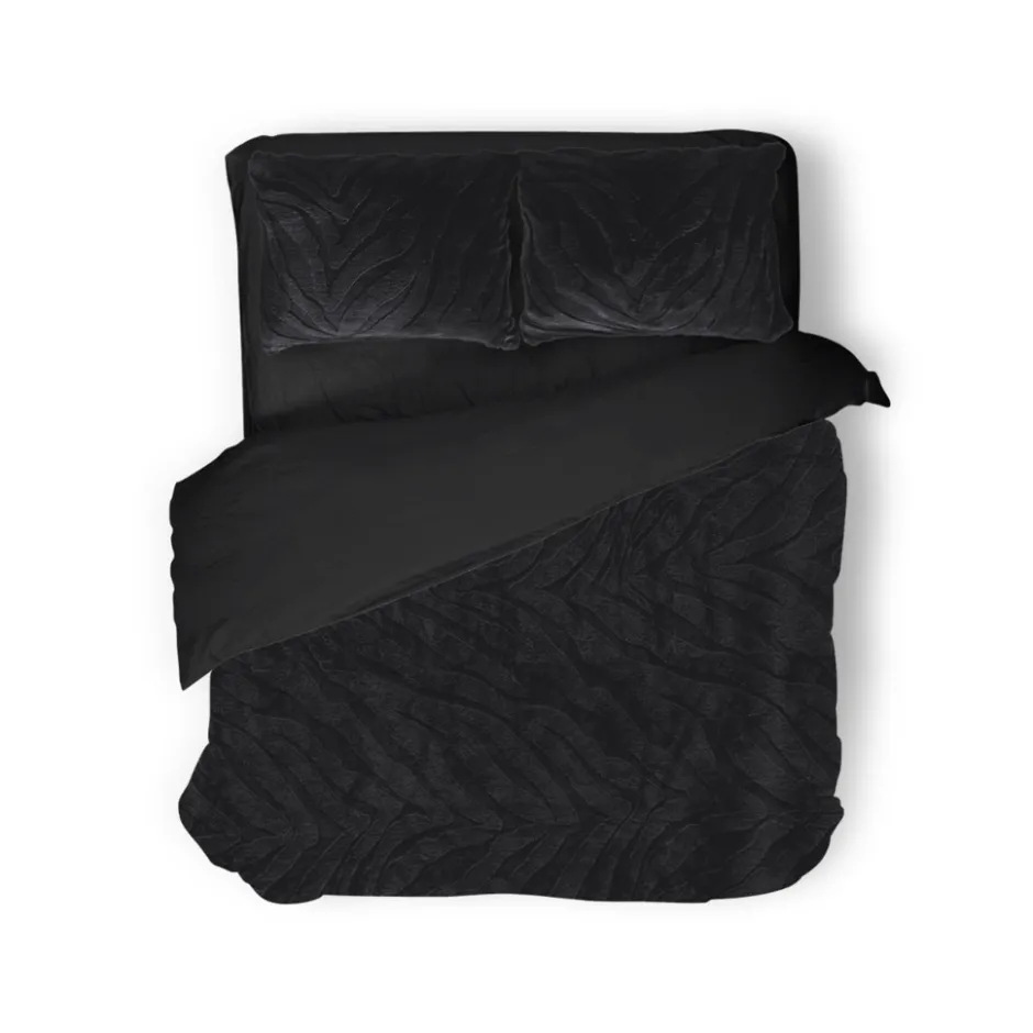 Eleganzzz Dekbedovertrek Jacquard Rabbit Fur - black 240x200/220cm| Online