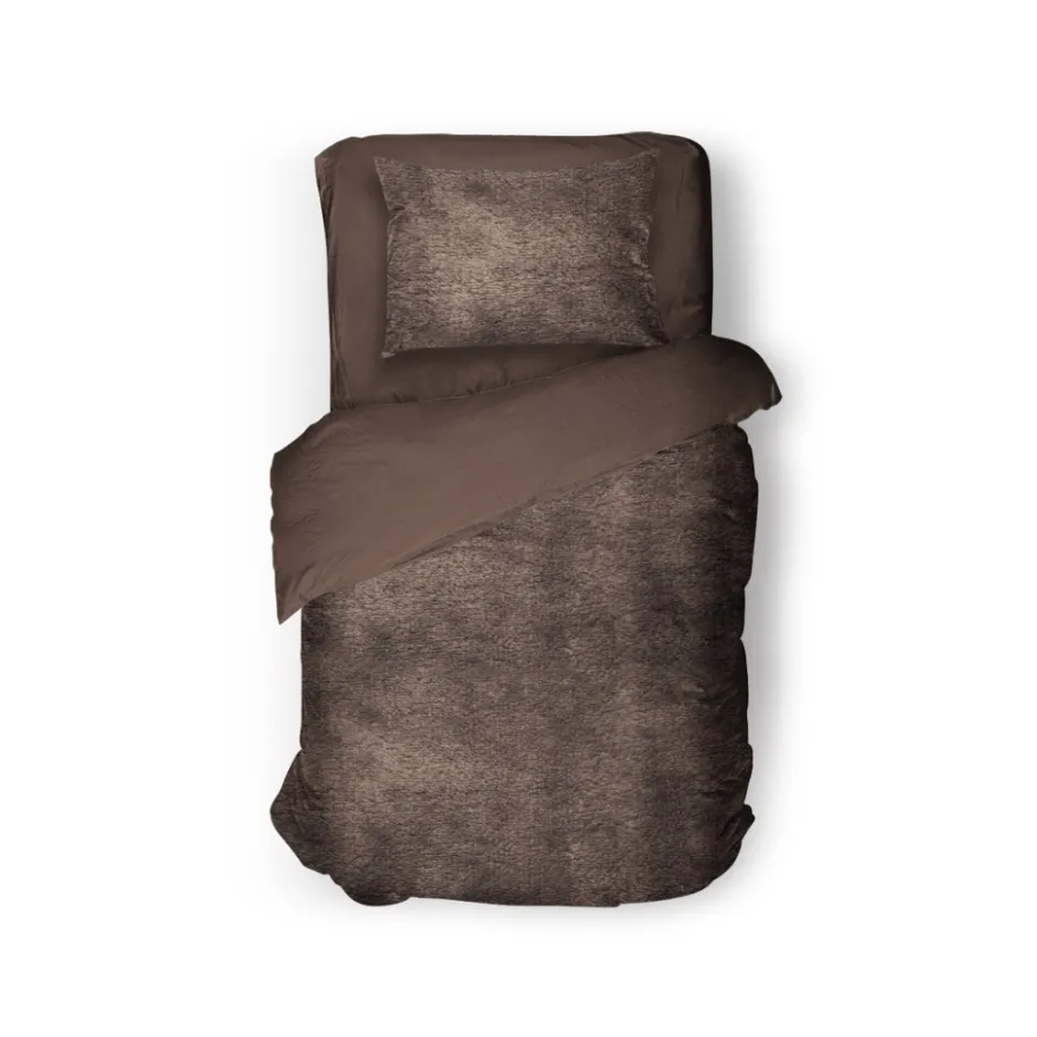 Eleganzzz Dekbedovertrek Flanel Fleece - brown 140x200/220cm| New