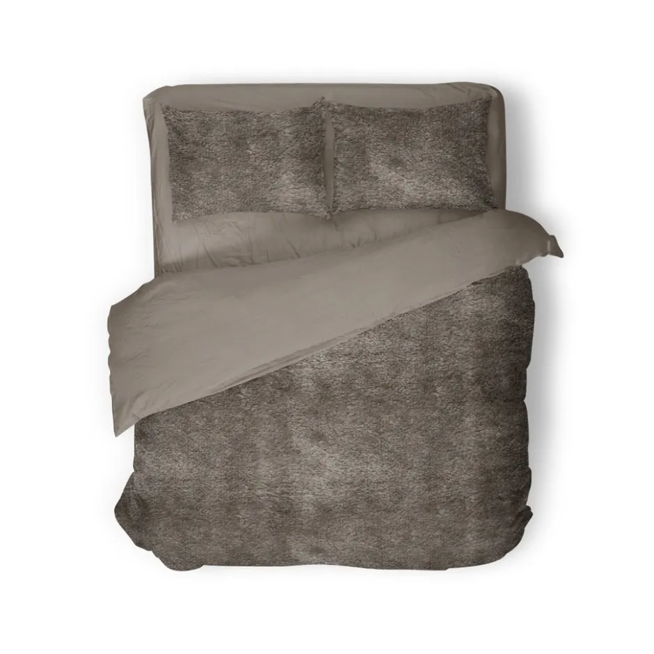 Eleganzzz Dekbedovertrek Flanel Fleece - taupe grey 200x200/220cm< Slapen