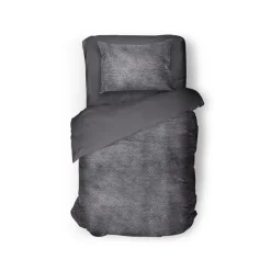 Eleganzzz Dekbedovertrek Flanel Fleece - dark grey 140x200/220cm< Slapen