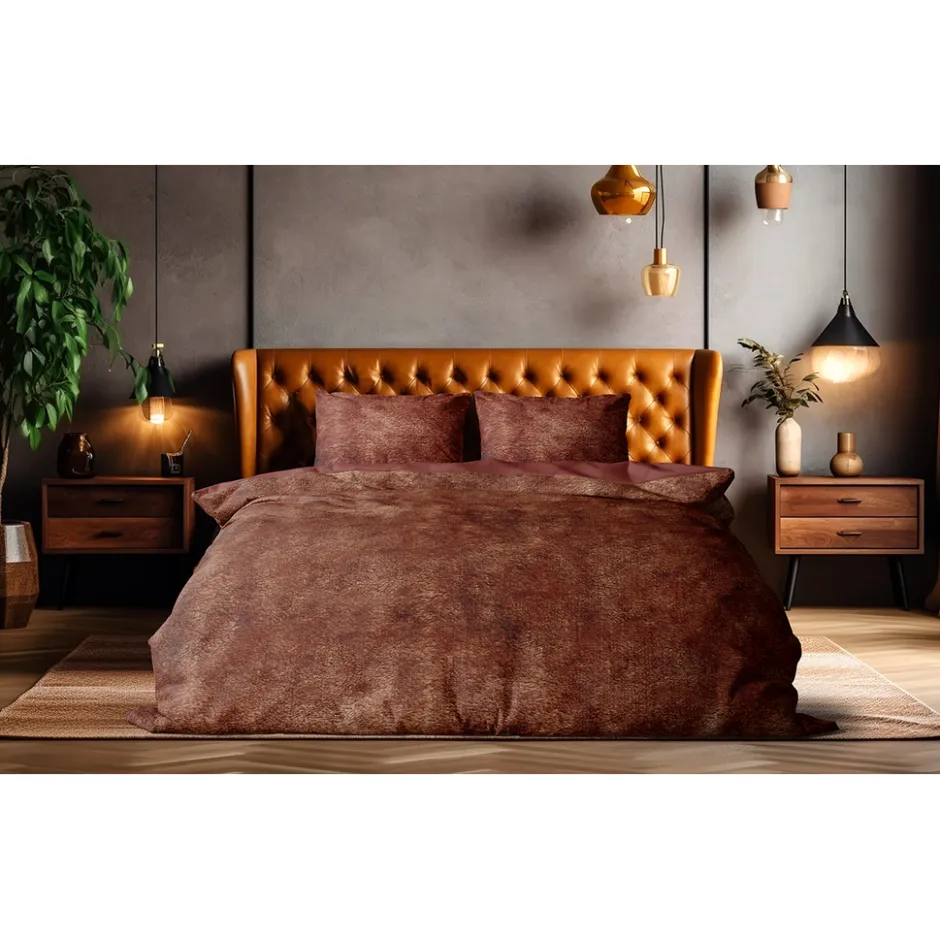Eleganzzz Dekbedovertrek Flanel Fleece - rose brown 140x200/220cm| Clearance