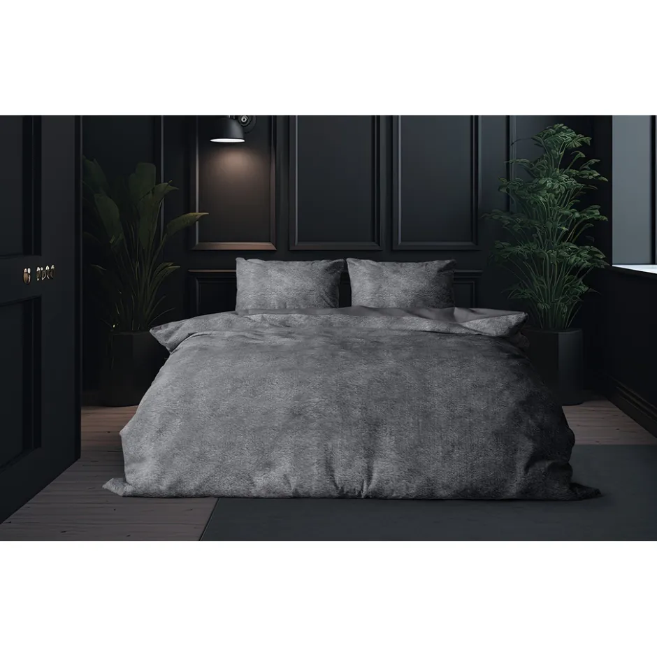 Eleganzzz Dekbedovertrek Flanel Fleece - dark grey 240x200/220cm| Sale