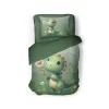 Eleganzzz Kinder Dekbedovertrek Micropercal Sleeposaurus - green 140x220/240cm< Slapen