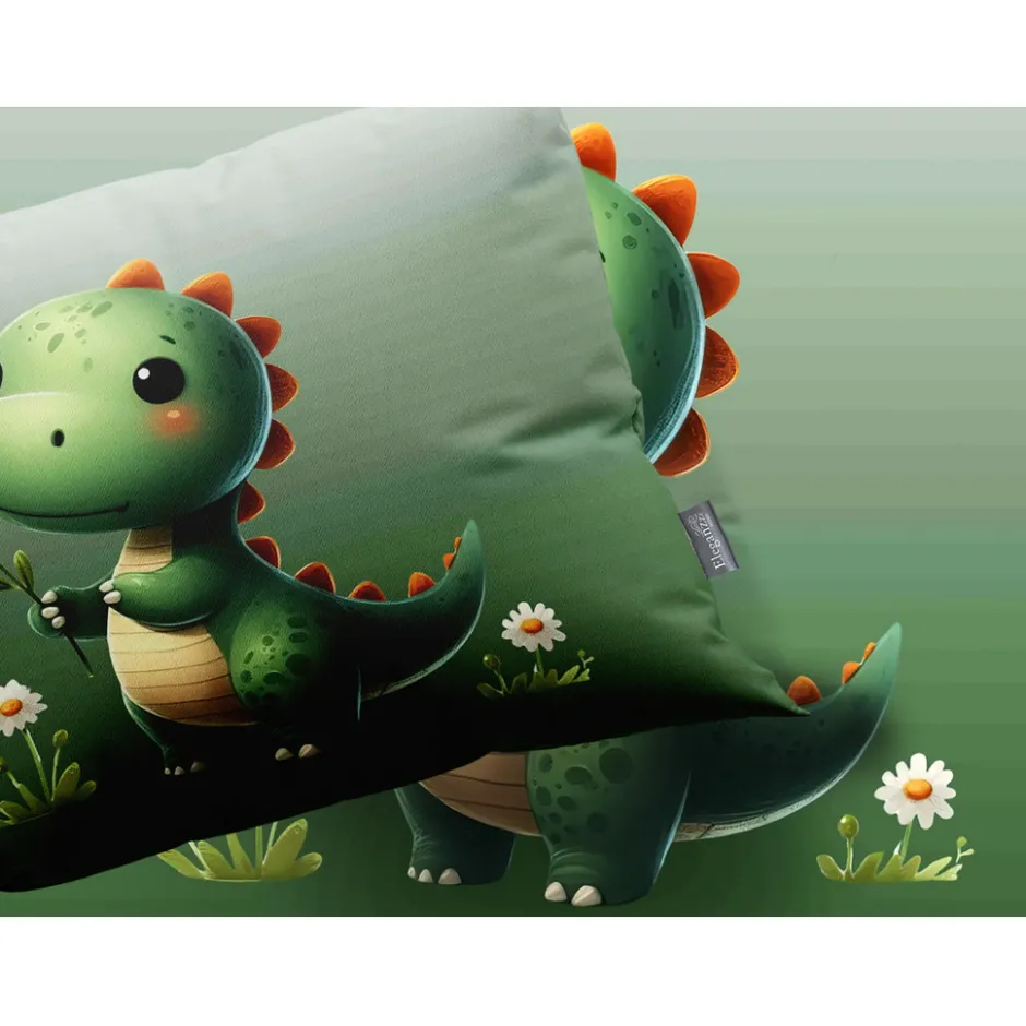 Eleganzzz Kinder Dekbedovertrek Micropercal Sleeposaurus - green 140x220/240cm< Slapen