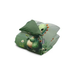 Eleganzzz Kinder Dekbedovertrek Micropercal Sleeposaurus - green 140x220/240cm< Slapen