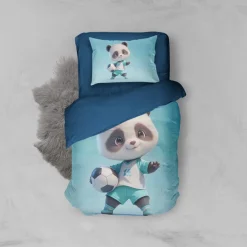 Eleganzzz Kinder Dekbedovertrek Micropercal Panda Power - blue 140x220/240cm| Best