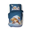 Eleganzzz Kinder Dekbedovertrek Micropercal Snuggle Bear - blue 140x220/240cm| Hot