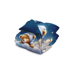 Eleganzzz Kinder Dekbedovertrek Micropercal Snuggle Bear - blue 140x220/240cm| Hot