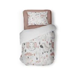 Eleganzzz Kinder Dekbedovertrek Micropercal Animal Crackers - white 140x220/240cm< Slapen
