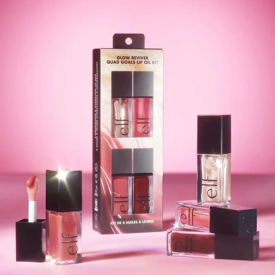 ELF e.l.f. Glow Reviver Quad Goals Lip Oil Kit< Lipmake-Up