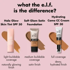 ELF e.l.f. Halo Glow SPF50 12 Tan Cool Skin Tint< Foundation