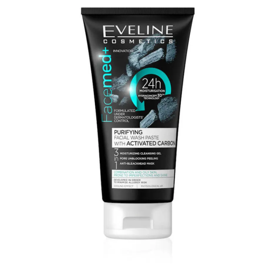 Facemed+ Purifying Facial Wash Paste With Activated Carbon 3in1|Eveline Cosmetics Online