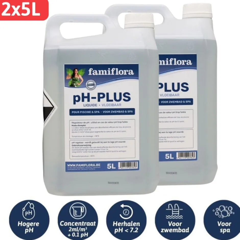 Famiflora pH-plus vloeibaar 10L om pH waarde te verhogen< Zwembaden En Accessoires
