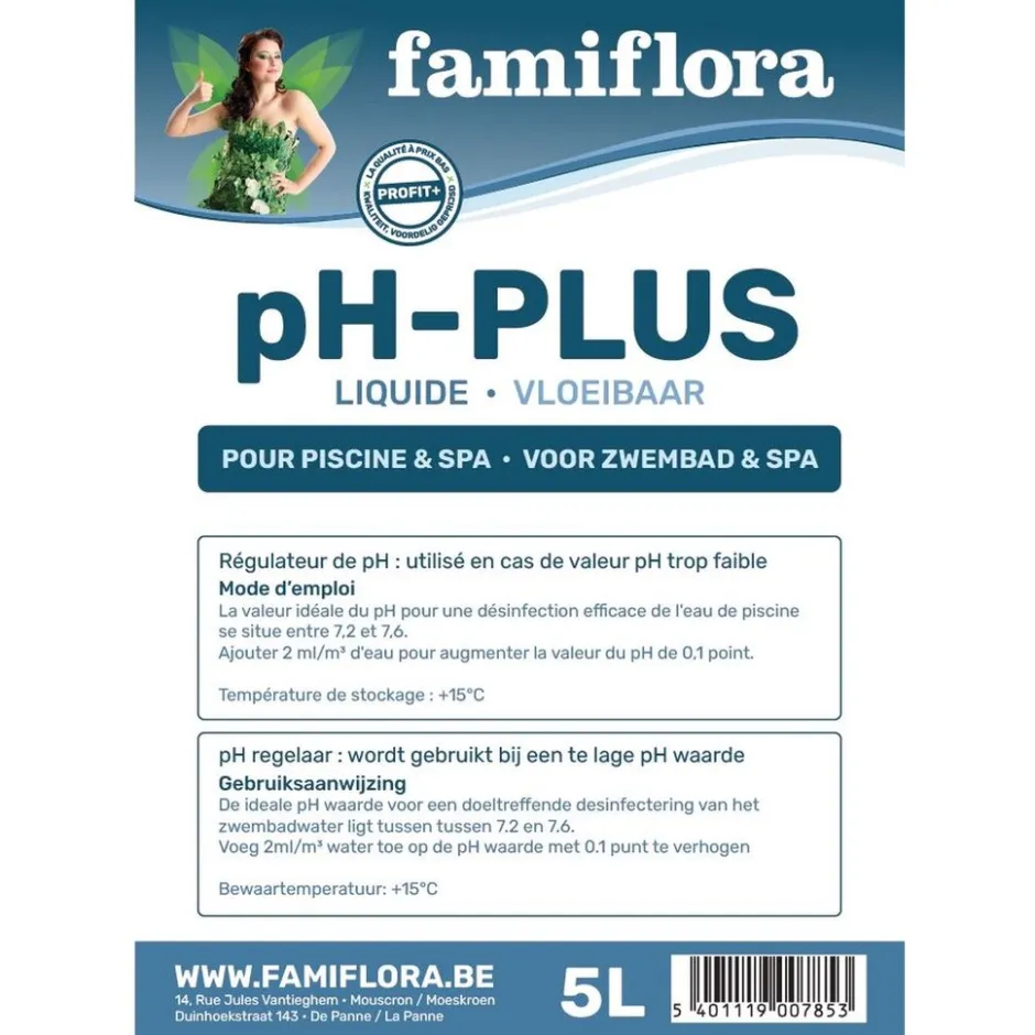 Famiflora pH-plus vloeibaar 10L om pH waarde te verhogen< Zwembaden En Accessoires