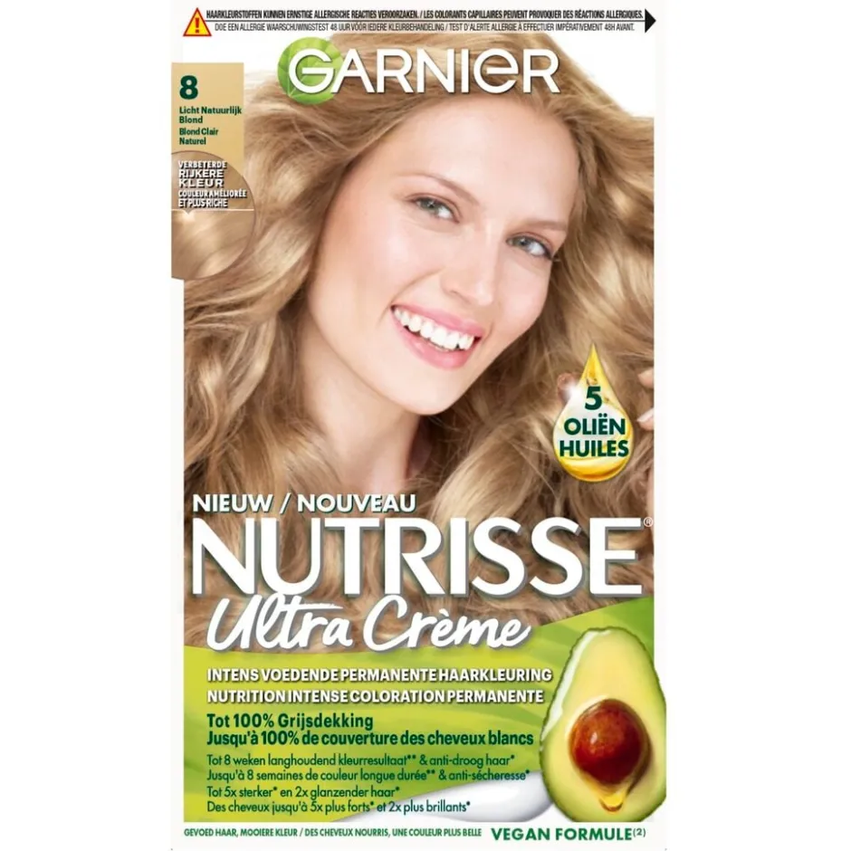 Garnier Ultra Crème 8 Licht Blond Permanente Haarkleuring|Nutrisse Hot