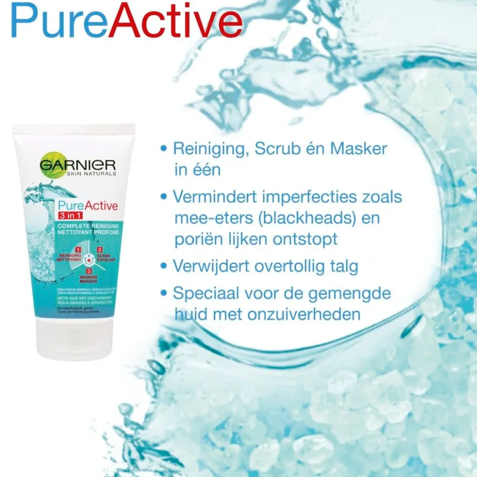 Garnier Skin Naturals Garnier Pure Active Anti-Puistjes 3-in-1 Klei< Gezichtsreiniging