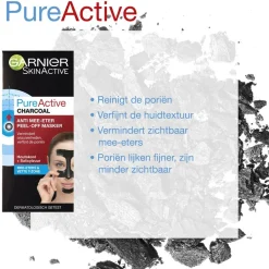 Garnier Skin Naturals Pure Active Charcoal Peel Off-Masker< Gezichtsmaskers