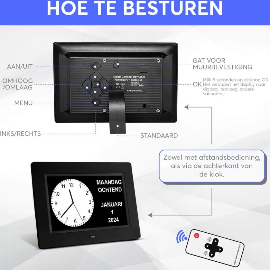 GEASY Dementieklok met 24 Alarmfuncties| Best