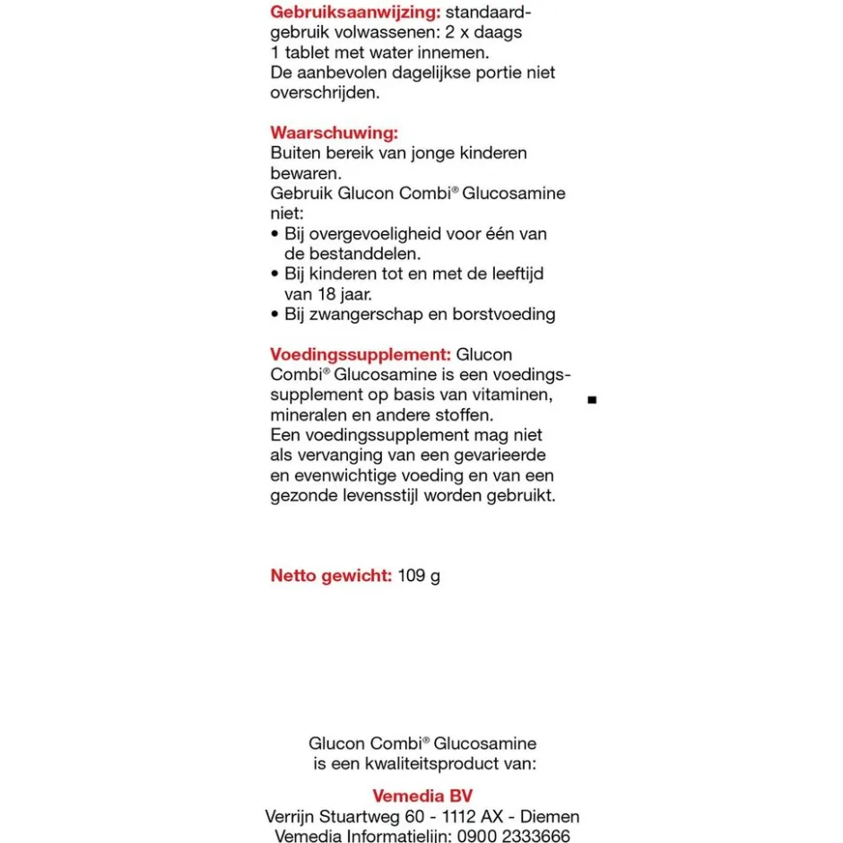 Glucon Combi Glucosamine Chondroïtine/MSM+ Mangaan Tabletten< Glucosamine