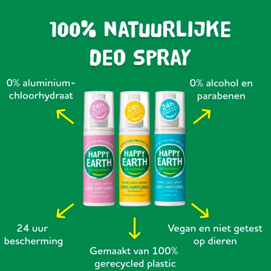 100% Natural Jasmine Ho Wood Deodorant Spray|Happy Earth Best