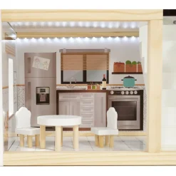 Ikonka Luxe Boho Stijl XL Houten Poppenhuis met Meubels Met LED verlichting< Houten Poppenhuizen En Tafels