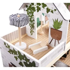 Ikonka Luxe Boho Stijl XL Houten Poppenhuis met Meubels Met LED verlichting< Houten Poppenhuizen En Tafels