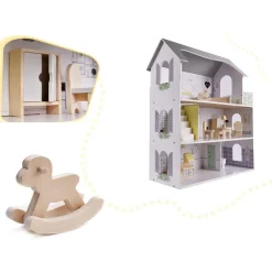 Ikonka Luxe XL Houten Poppenhuis met Meubels< Houten Poppenhuizen En Tafels