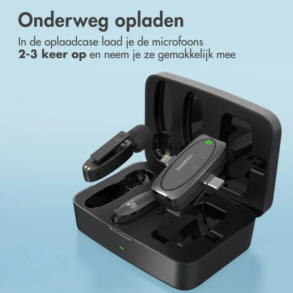 Two Pack Draadloze Bluetooth Microfoon met Oplaadcase|Imoshion Clearance
