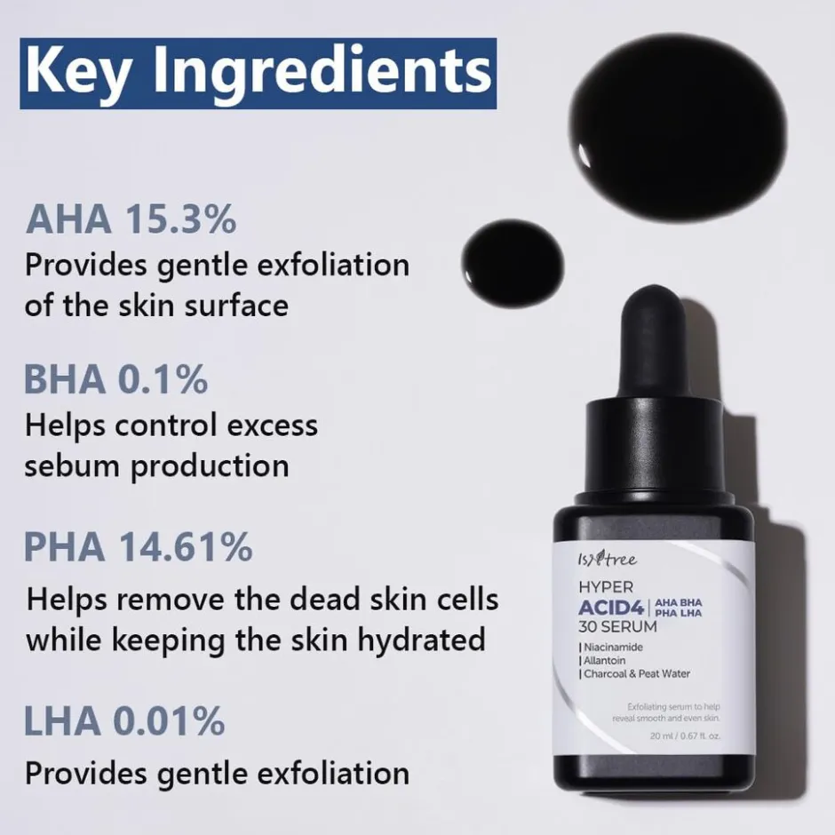 ISNTREE Hyper Acid4 AHA BHA PHA LHA 30 Serum< Korean Skincare|Serum