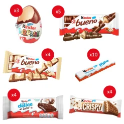 chocolade mix: Bueno melk & wit, Surprise, Delice, Maxi & Crispy|Kinder Clearance