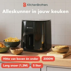 KitchenBrothers Airfryer XL 2000W 5L< Frituurpannen En Airfryers