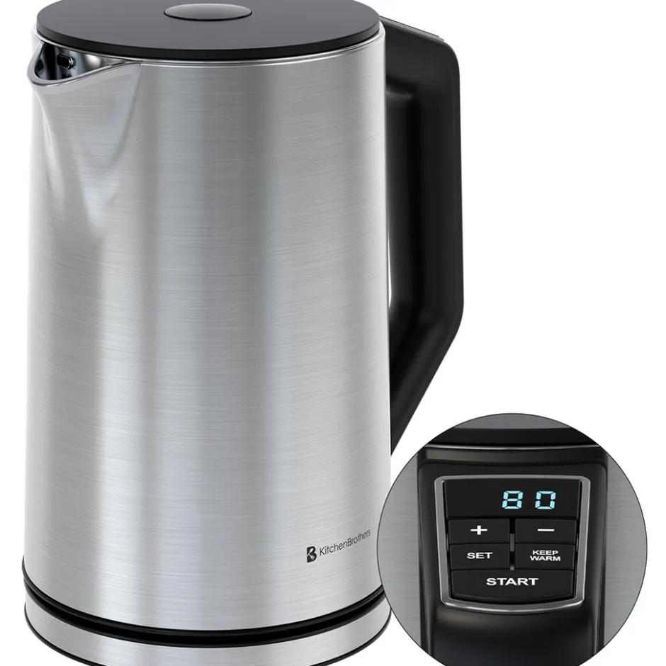 KitchenBrothers Dubbelwandige Waterkoker met Temperatuurregeling< Waterkokers