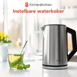 KitchenBrothers Dubbelwandige Waterkoker met Temperatuurregeling< Waterkokers