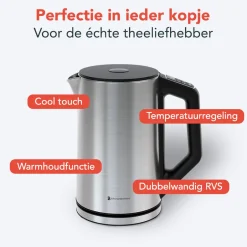 KitchenBrothers Dubbelwandige Waterkoker met Temperatuurregeling< Waterkokers