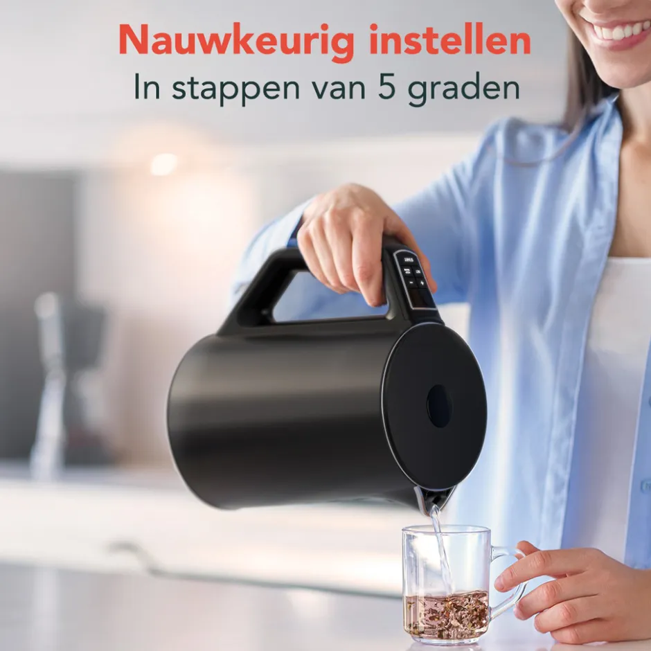 KitchenBrothers Dubbelwandige Waterkoker met Temperatuurregeling< Waterkokers