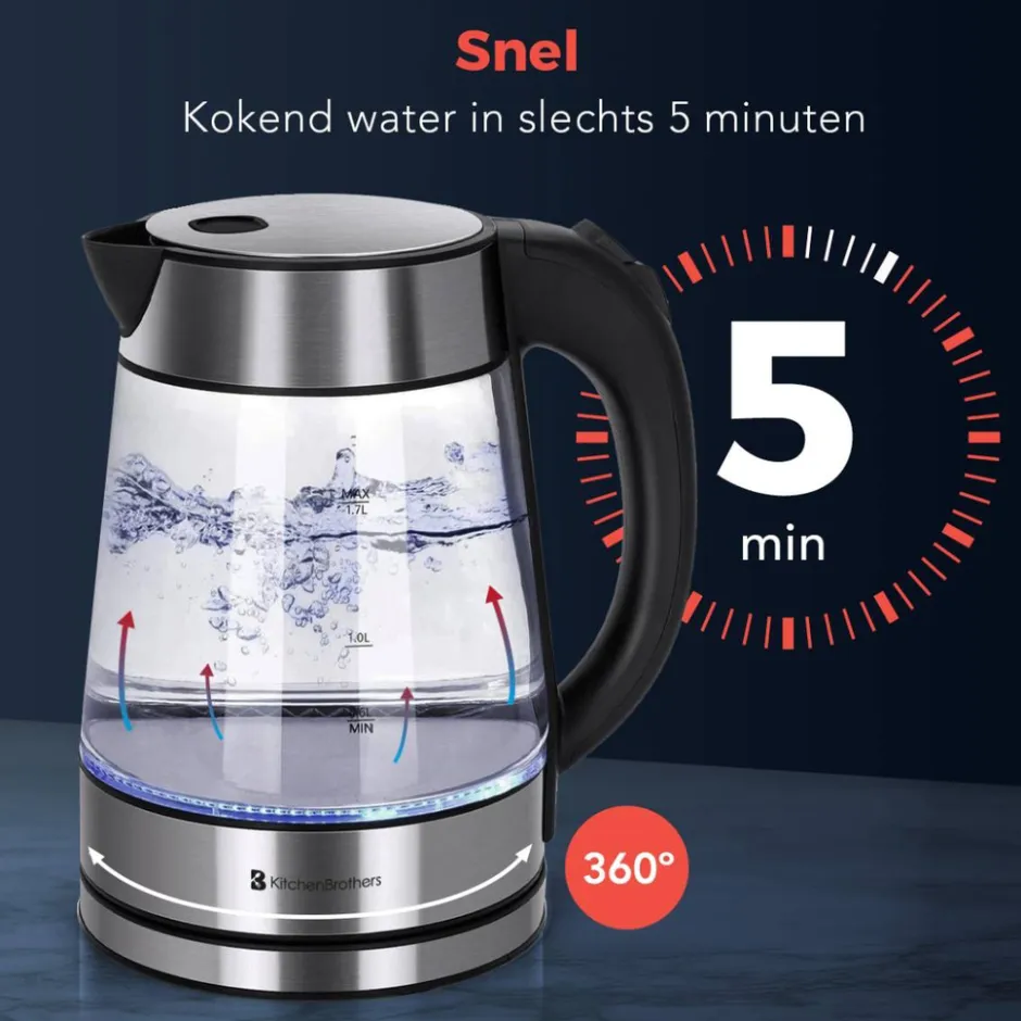 Glazen Waterkoker met LED|KitchenBrothers New