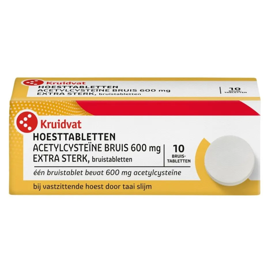 Kruidvat Acetylcysteïne 600mg Extra Sterk Bruis Hoesttabletten< Luchtwegen