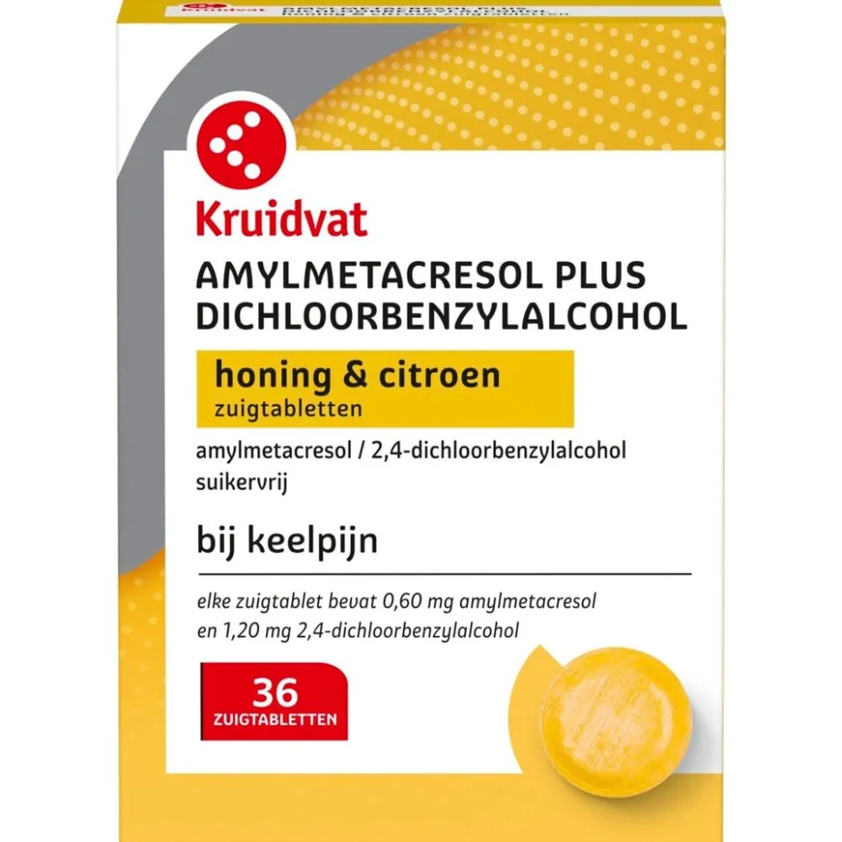 Amylmetacresol Plus Dichloorbenzylalcohol Honing & Citroen Zuigtabletten bij Keelpijn|Kruidvat Clearance