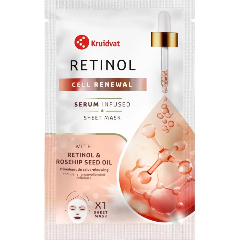 Kruidvat Cell Renewal Retinol & Rosehip Seed Oil Sheet Mask< Gezichtsmaskers