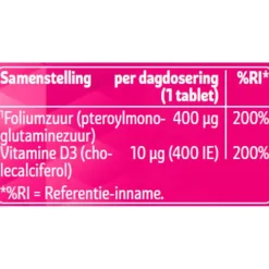Kruidvat Foliumzuur met Vitamine D3 Tabletten< Foliumzuur|Zwangerschapssupplementen